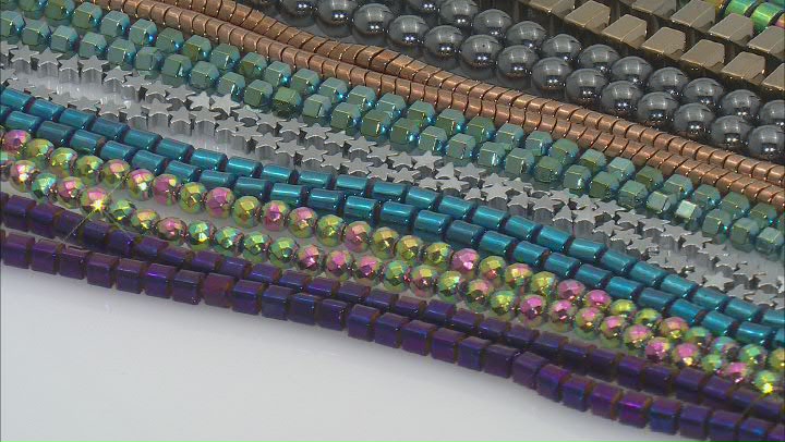 Multi-Color Hematine in Assorted Shapes Bead Strand Set of 20 appx 15-16" Video Thumbnail